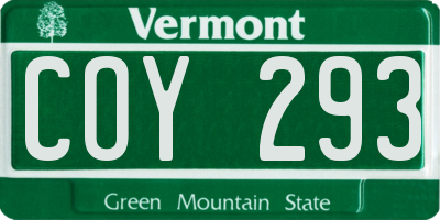VT license plate COY293