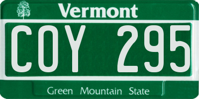 VT license plate COY295