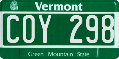VT license plate COY298