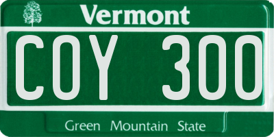 VT license plate COY300