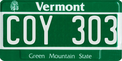 VT license plate COY303