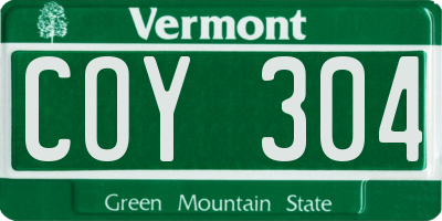 VT license plate COY304