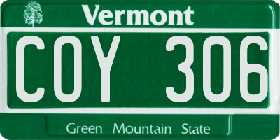 VT license plate COY306