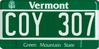 VT license plate COY307