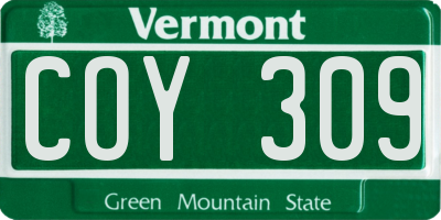 VT license plate COY309