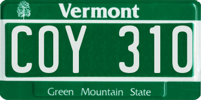VT license plate COY310