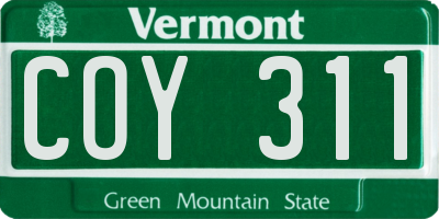 VT license plate COY311