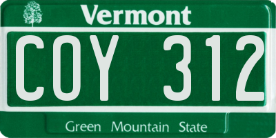 VT license plate COY312