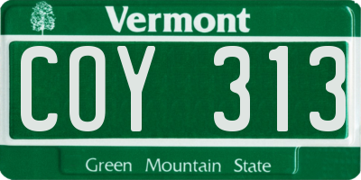 VT license plate COY313