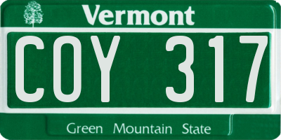 VT license plate COY317