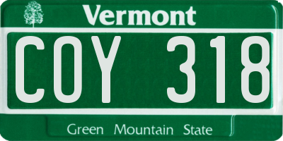 VT license plate COY318