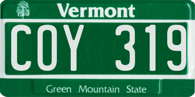 VT license plate COY319