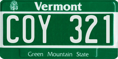 VT license plate COY321