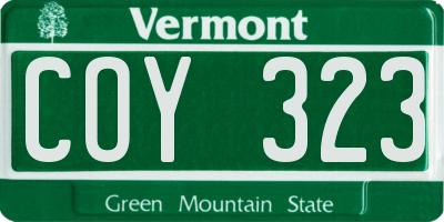 VT license plate COY323