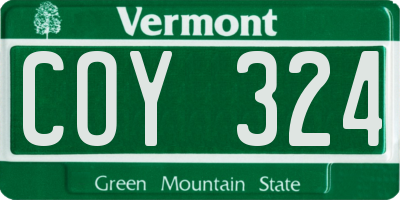 VT license plate COY324