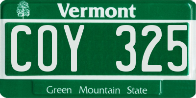 VT license plate COY325