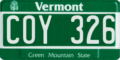 VT license plate COY326
