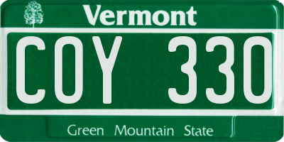 VT license plate COY330