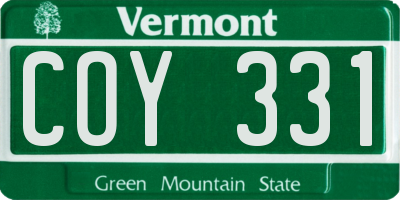 VT license plate COY331