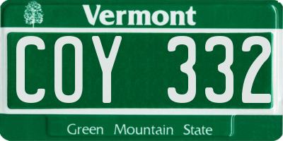 VT license plate COY332