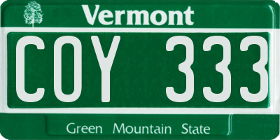 VT license plate COY333
