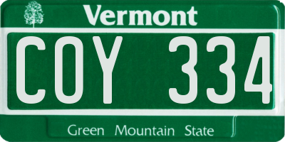 VT license plate COY334