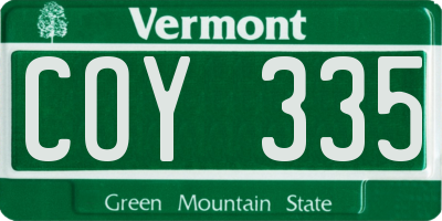VT license plate COY335