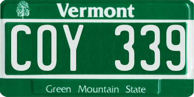 VT license plate COY339