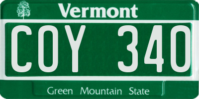 VT license plate COY340