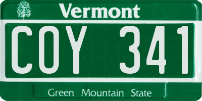 VT license plate COY341