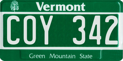 VT license plate COY342