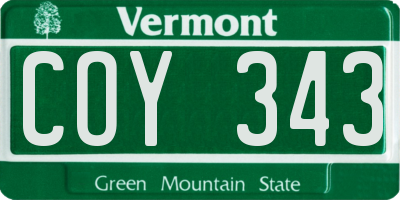 VT license plate COY343