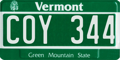 VT license plate COY344