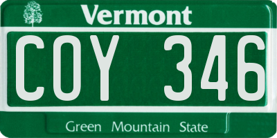 VT license plate COY346