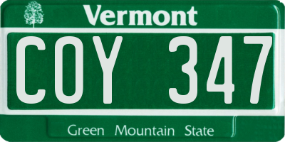 VT license plate COY347
