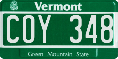 VT license plate COY348