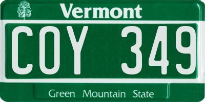 VT license plate COY349
