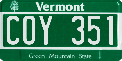 VT license plate COY351