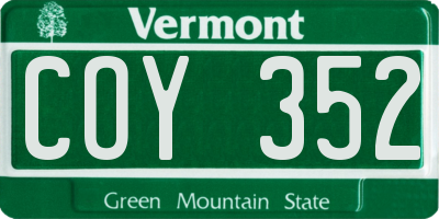 VT license plate COY352