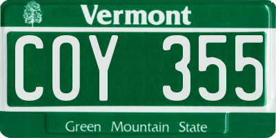 VT license plate COY355