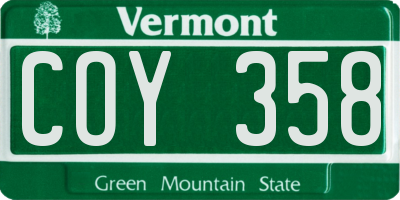 VT license plate COY358