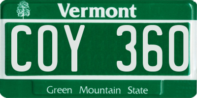 VT license plate COY360