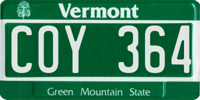 VT license plate COY364