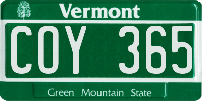 VT license plate COY365