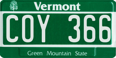 VT license plate COY366