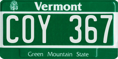 VT license plate COY367