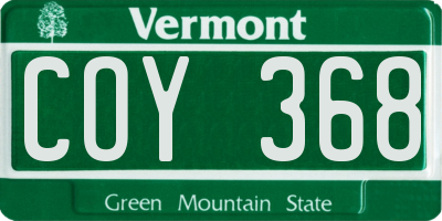 VT license plate COY368