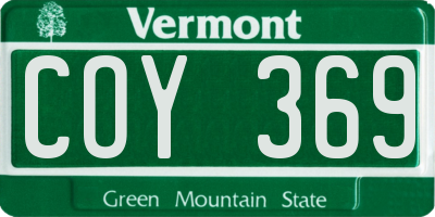 VT license plate COY369