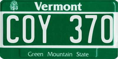 VT license plate COY370