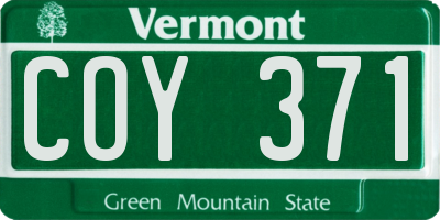 VT license plate COY371